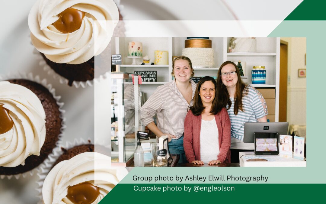 Three women who work for Amy's Cupcake Shoppe